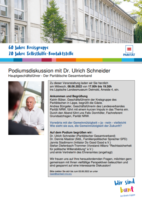 Podiumsdiskussion mit Dr. Ulrich Schneider in Detmold 